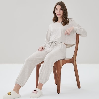 V-Neck Lounge Sweatshirt - Grey Mix
