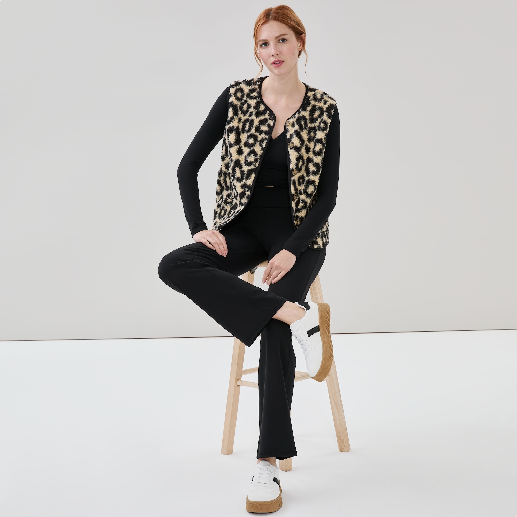 Gilet sport imprimé molleton effet peau de mouton