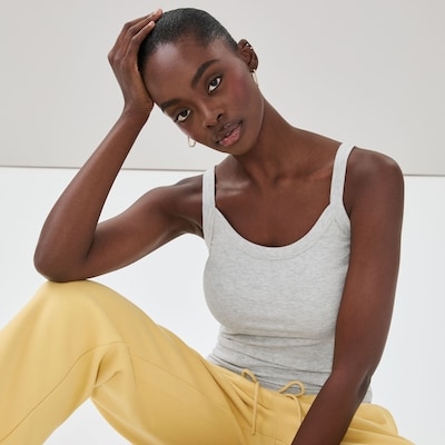 Cami sport côtelée - Mélange De Gris