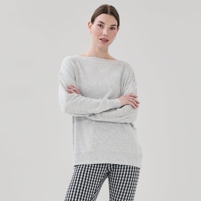 Active Boat Neck Sweater - Grey Mix