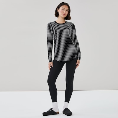 Active Striped Long Sleeve Top - Black