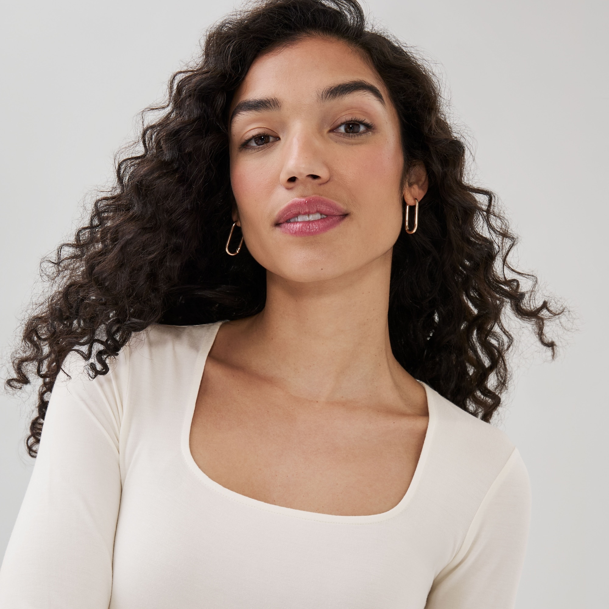 Square Neck Long Sleeve Top