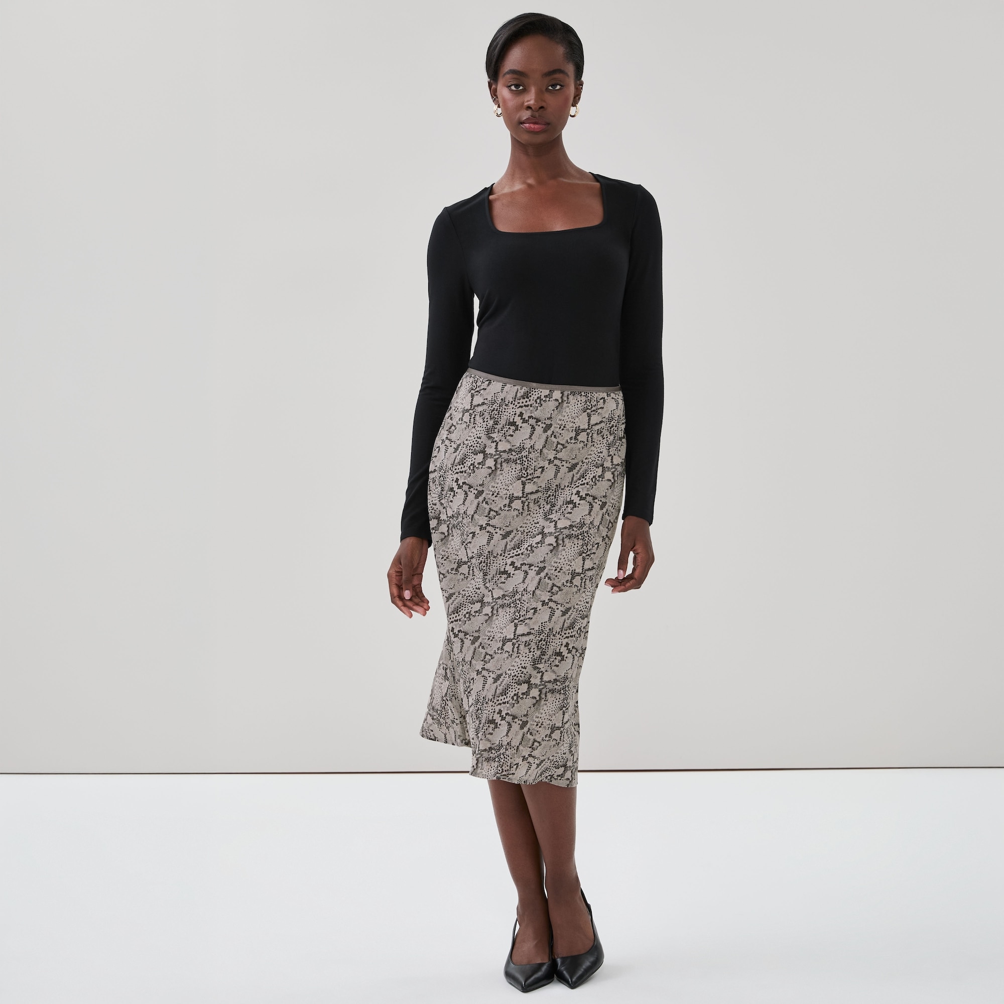 Square Neck Long Sleeve Top