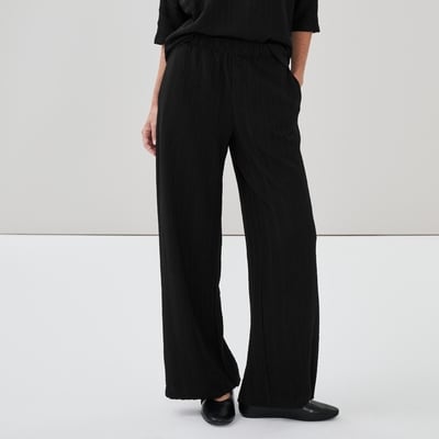 Crinkled Wide Leg Pant - JF Black