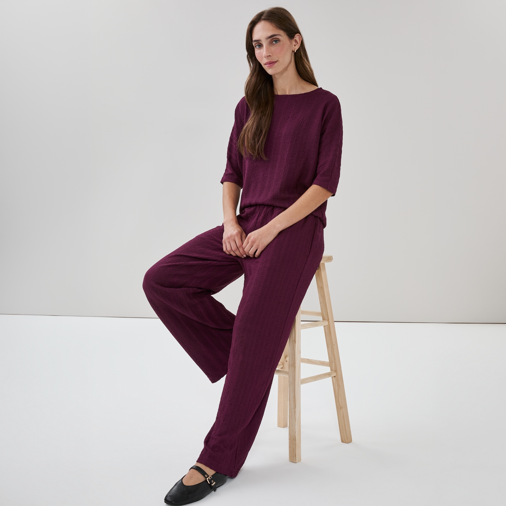 Crinkled Wide Leg Pant