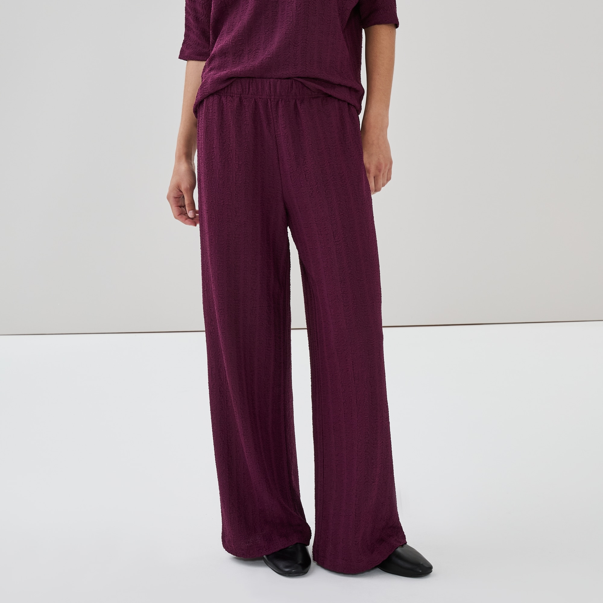 Crinkled Wide Leg Pant