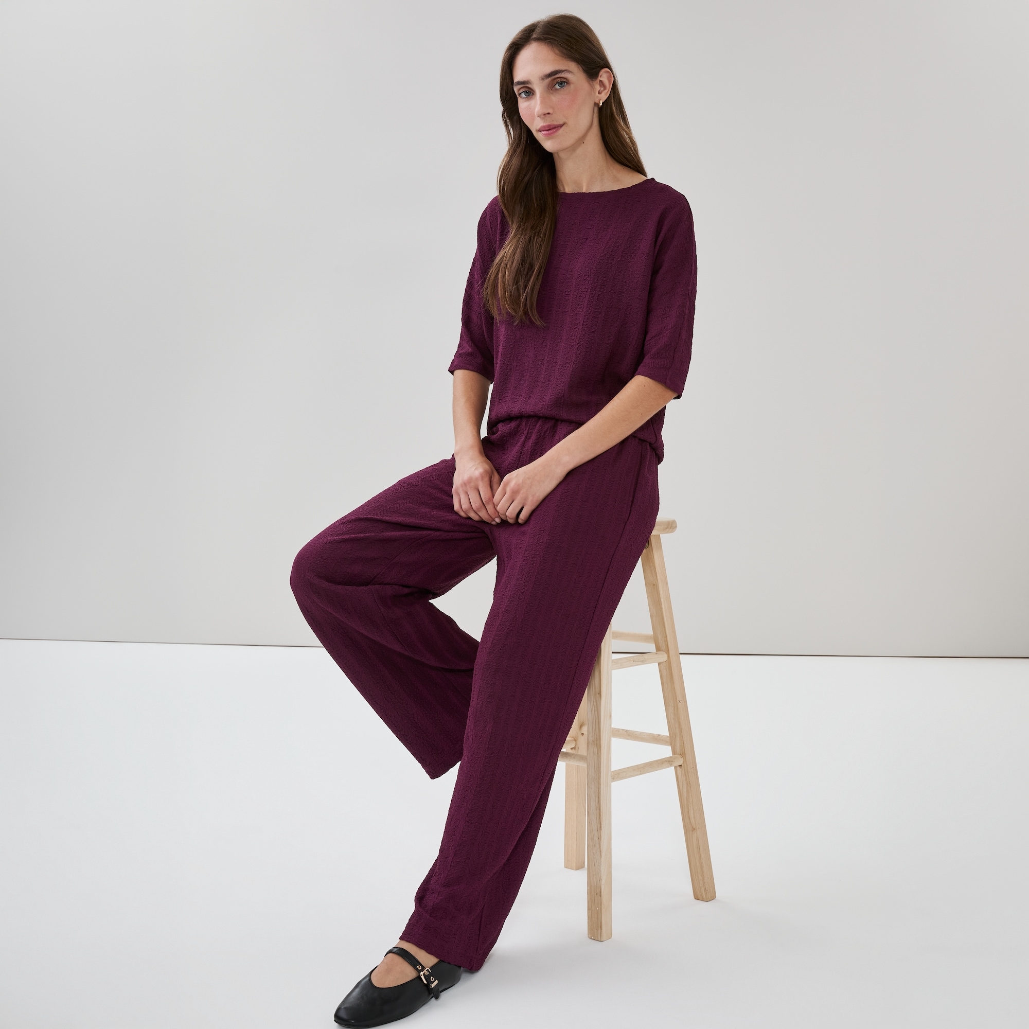 Crinkled Wide Leg Pant