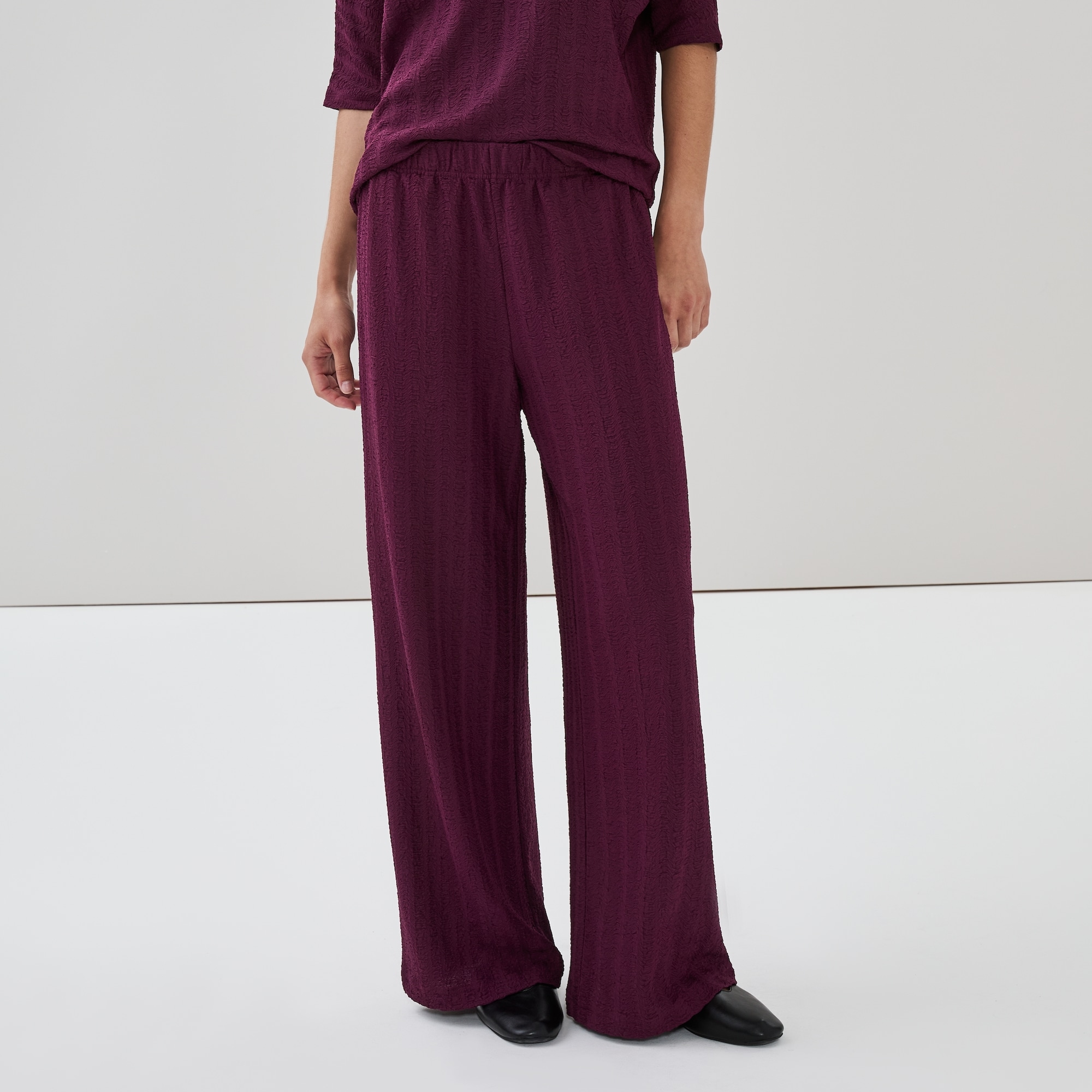 Crinkled Wide Leg Pant