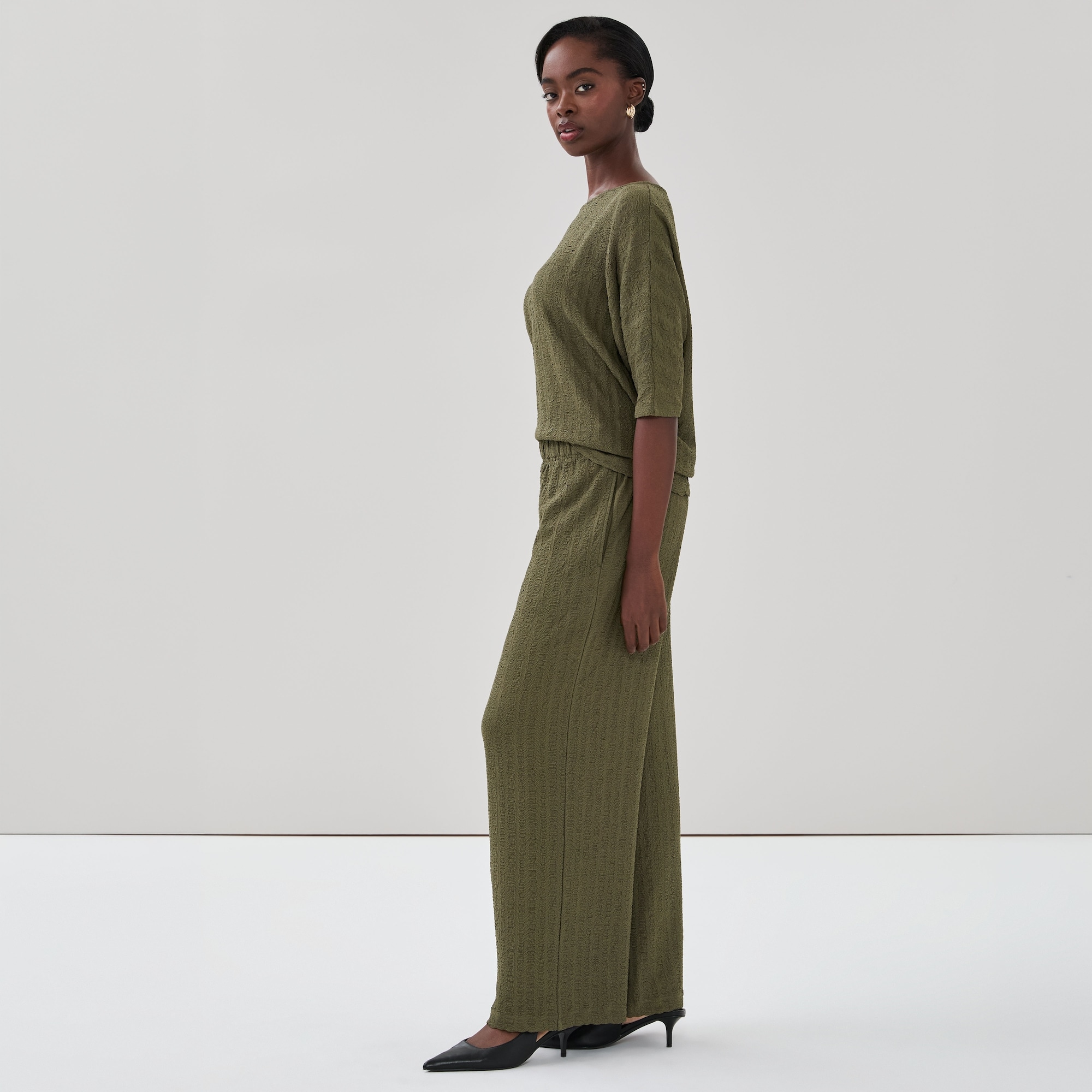 Crinkled Wide Leg Pant