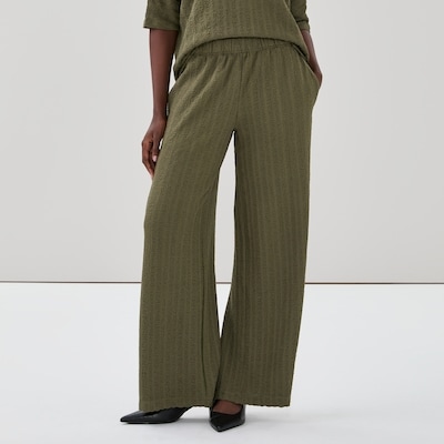 Crinkled Wide Leg Pant - Khaki Green