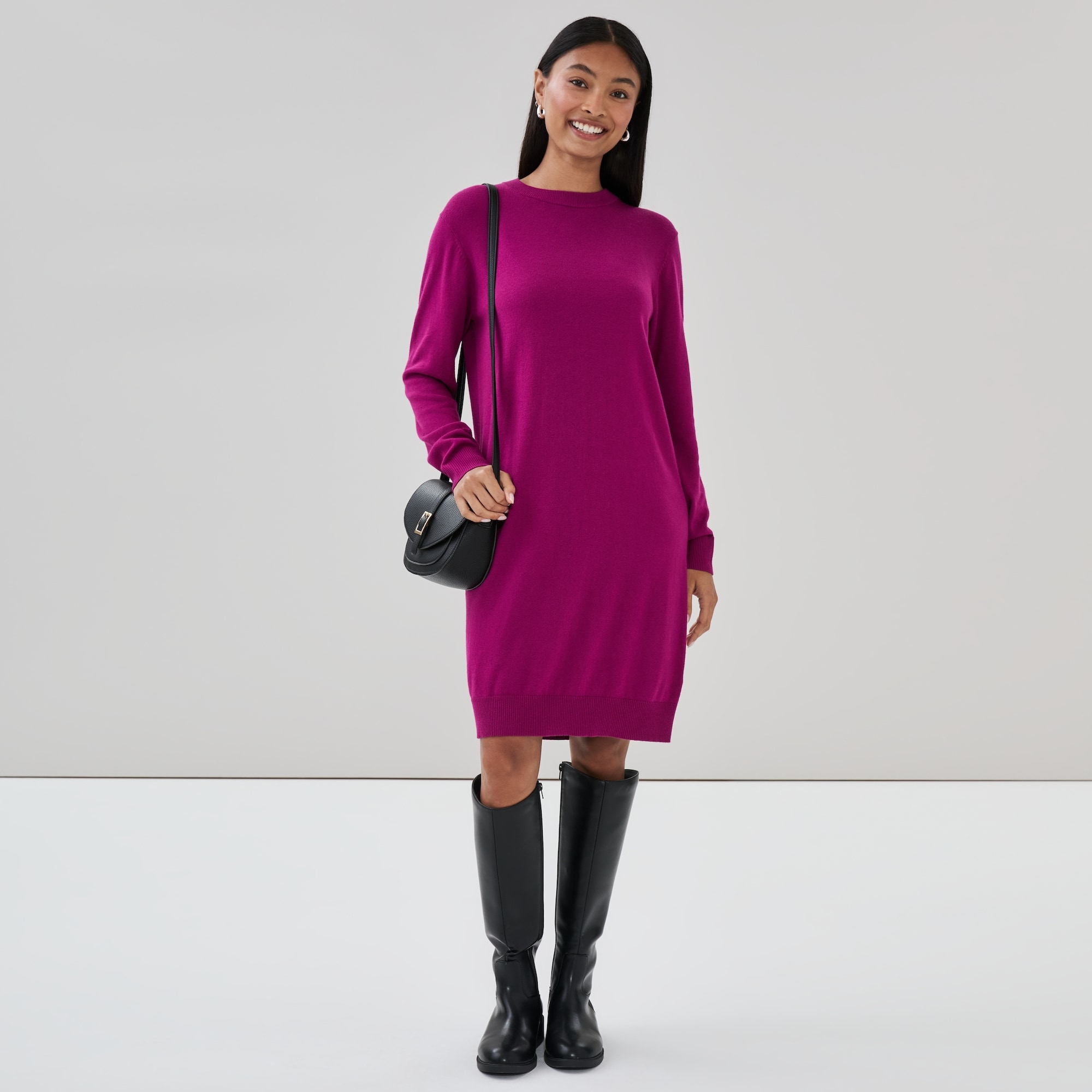 Robe-chandail en coton et cachemire mélangé