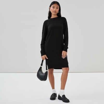 Robe-chandail en coton et cachemire mélangé - Noir JF