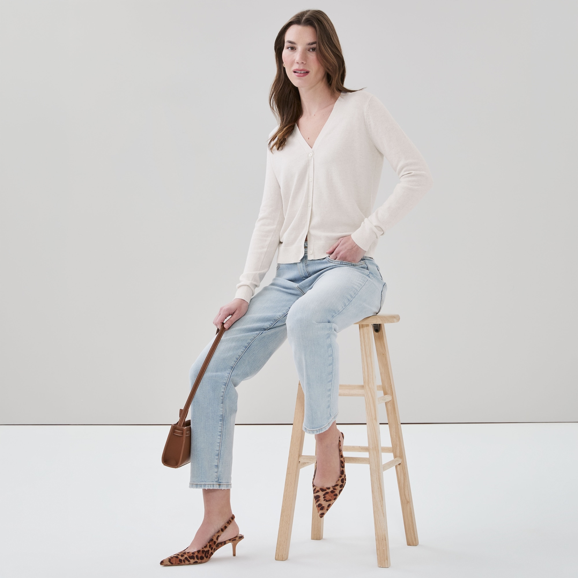 Cardigan en coton et cachemire mélangé