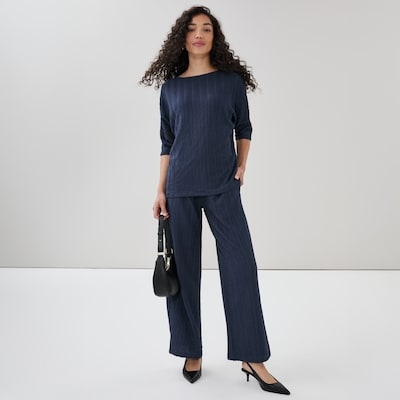 Crinkled Dolman Sleeve Top - Dark Navy