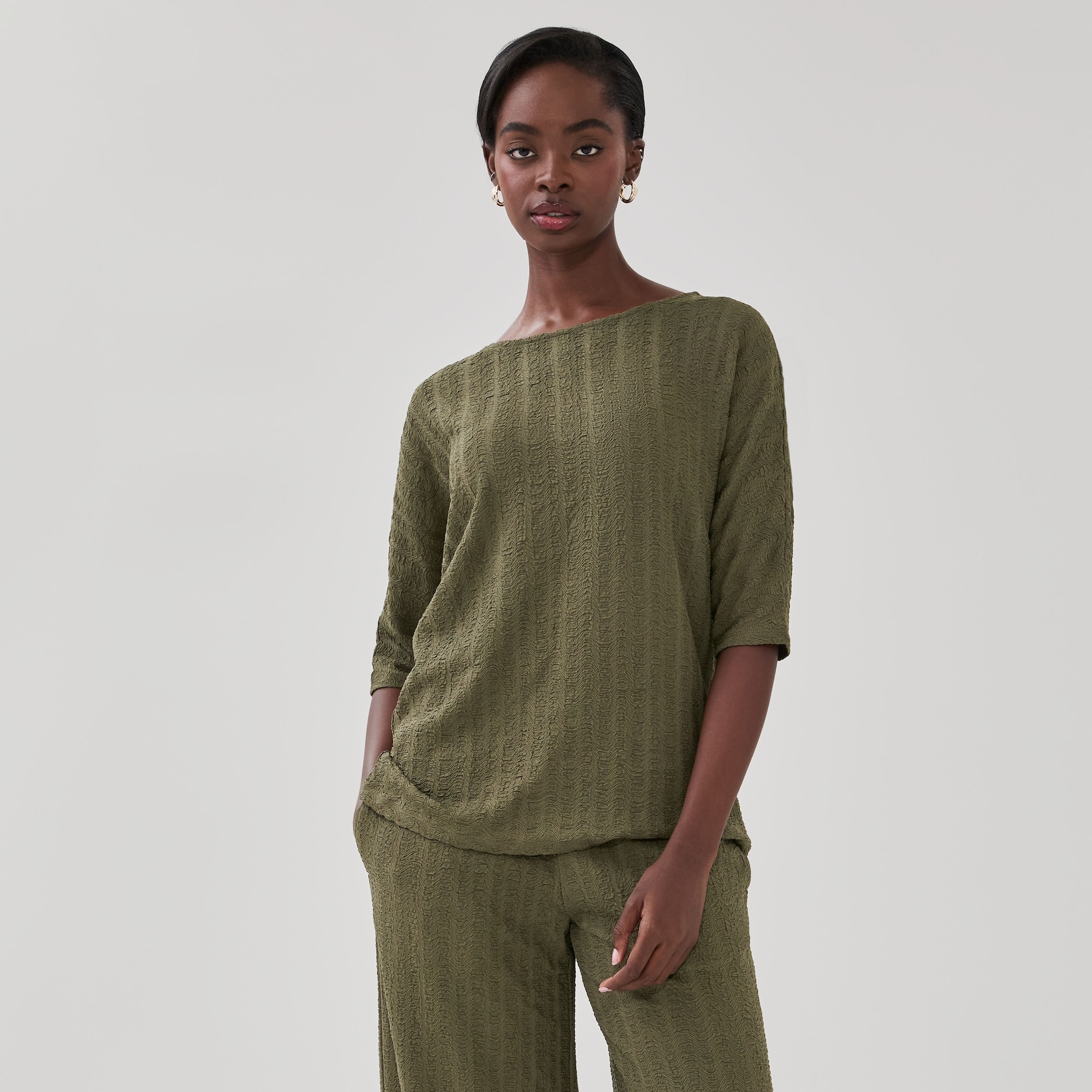 Crinkled Dolman Sleeve Top