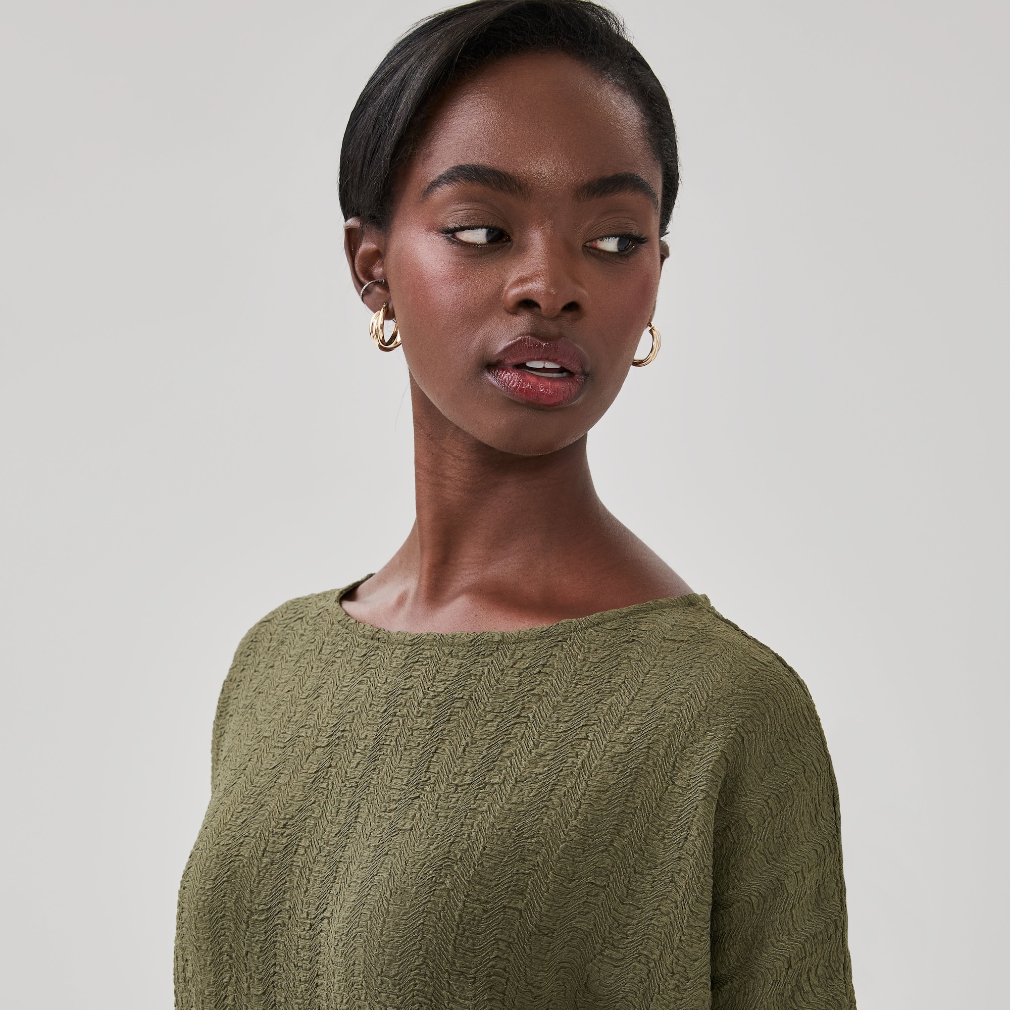 Crinkled Dolman Sleeve Top