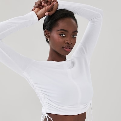 Active Side Cinched Long Sleeve Top - White