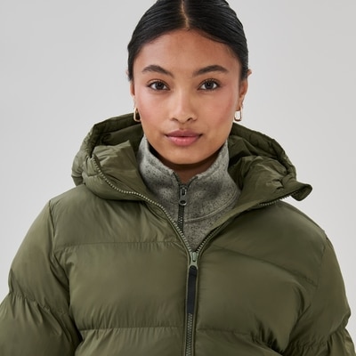 Hooded Puffer Jacket - Olive