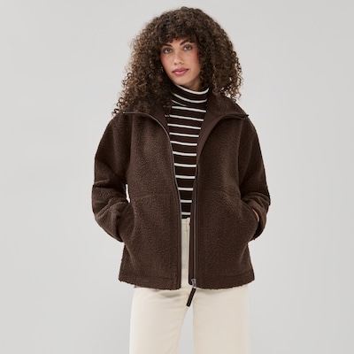 Oversized Zip-Up Jacket - Dark Brown