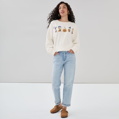 Peanuts Snoopy Cropped Sweatshirt - White