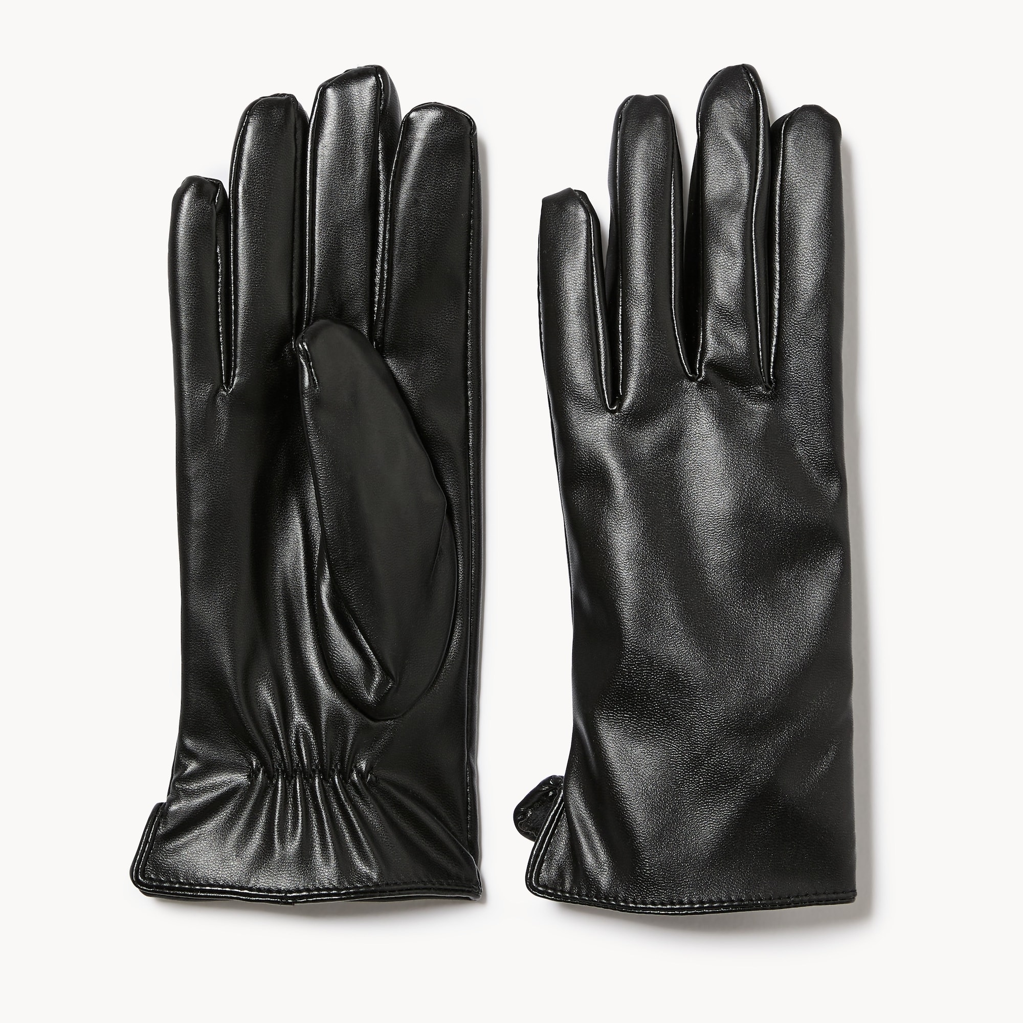 Faux Leather Wrist Length Gloves