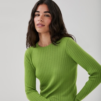 Merino Wool Crewneck Sweater - Green