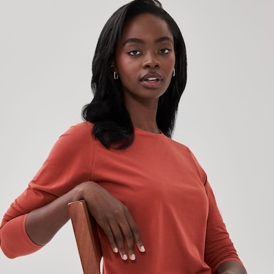 Classic Fit Long Sleeve Top - Dusty Red