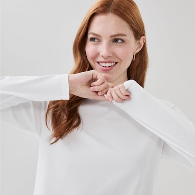 Classic Fit Long Sleeve Top - White