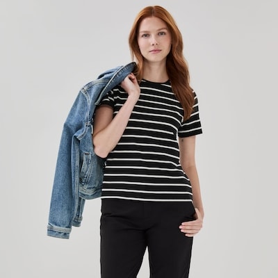 Crewneck Striped T-Shirt - Black