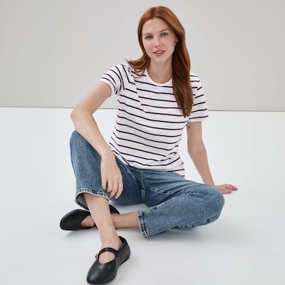 Crewneck Striped T-Shirt - White