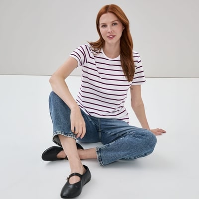 Crewneck Striped T-Shirt - White