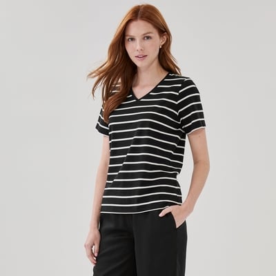 Joe Fresh T-shirt rayé à col en V 1 ea, 16,00 $/1ch