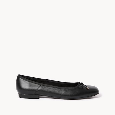 Square Toe Ballet Flats - Black