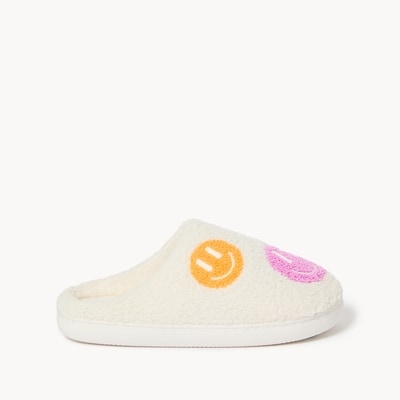 Pantoufles à bonhomme sourire - Crème