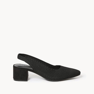 Knit Mesh Slingback Heels - Black