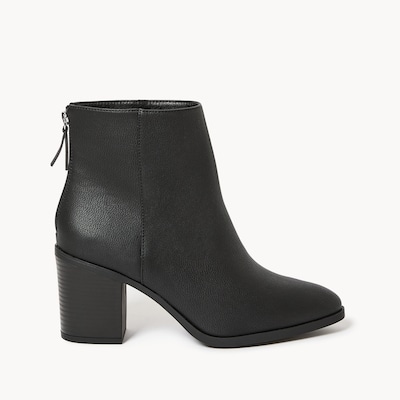 Block Heel Ankle Boots - Black