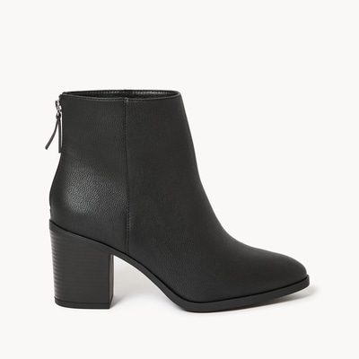 Block Heel Ankle Boots - Black