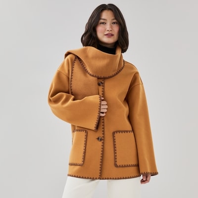 Melton Scarf Coat - Camel