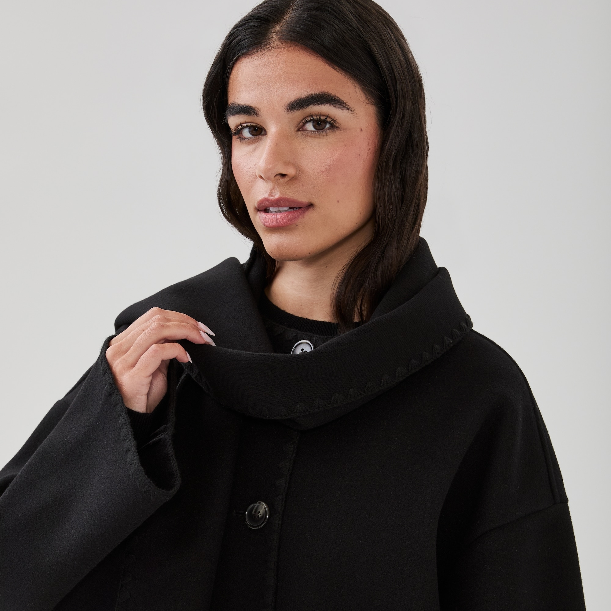 Women+ Melton Scarf Coat in JF Black from Joe Fresh