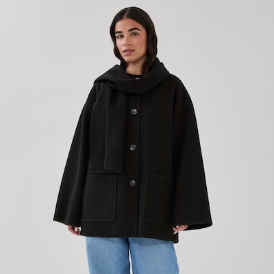 Melton Scarf Coat - JF Black