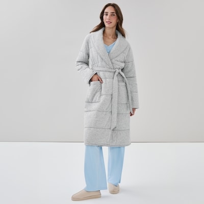 Quilted Sleep Robe - Grey Mix