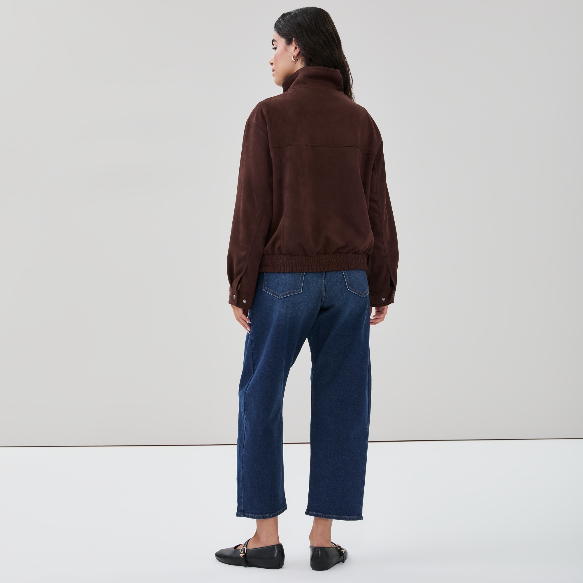 Faux Suede Bomber Jacket