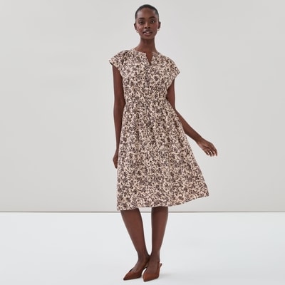 Robe imprimée en crêpe - Brun Pâle