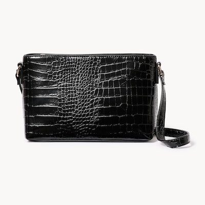 Sac à bandoulière à fermeture éclair en haut - Noir