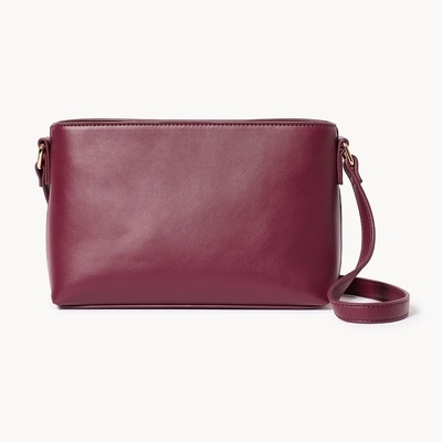 Zip-Top Shoulder Bag - Burgundy