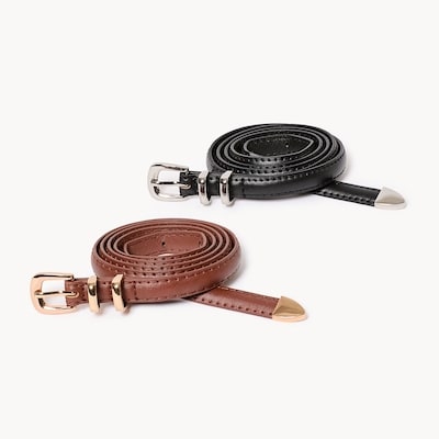 Faux Leather 2-Pack Belt - Black