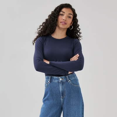 Crewneck Long Sleeve Top - Dark Navy