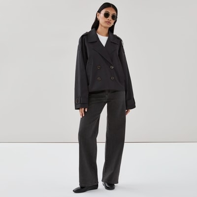 London Fog Cropped Trench Coat - Black