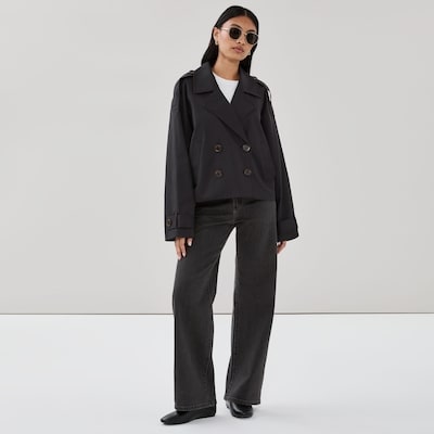 London Fog Cropped Trench Coat - Black
