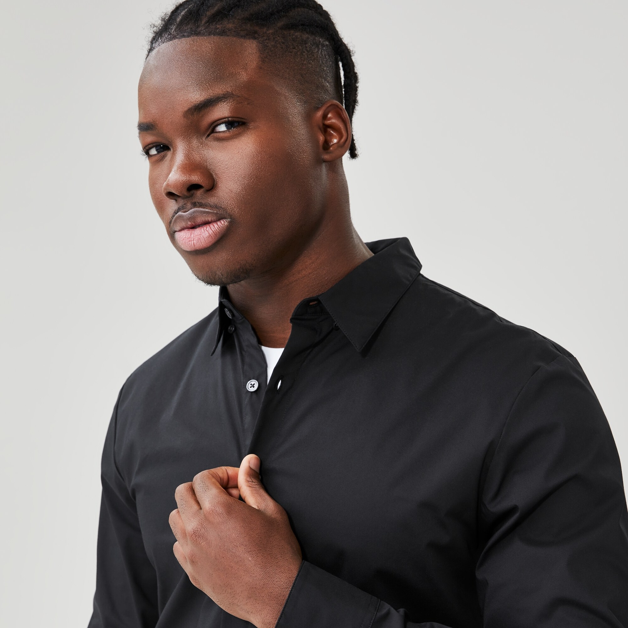 Fitted Black Collared Shirt Mens Slim Fit Polo Shirt Black Men H&M PH